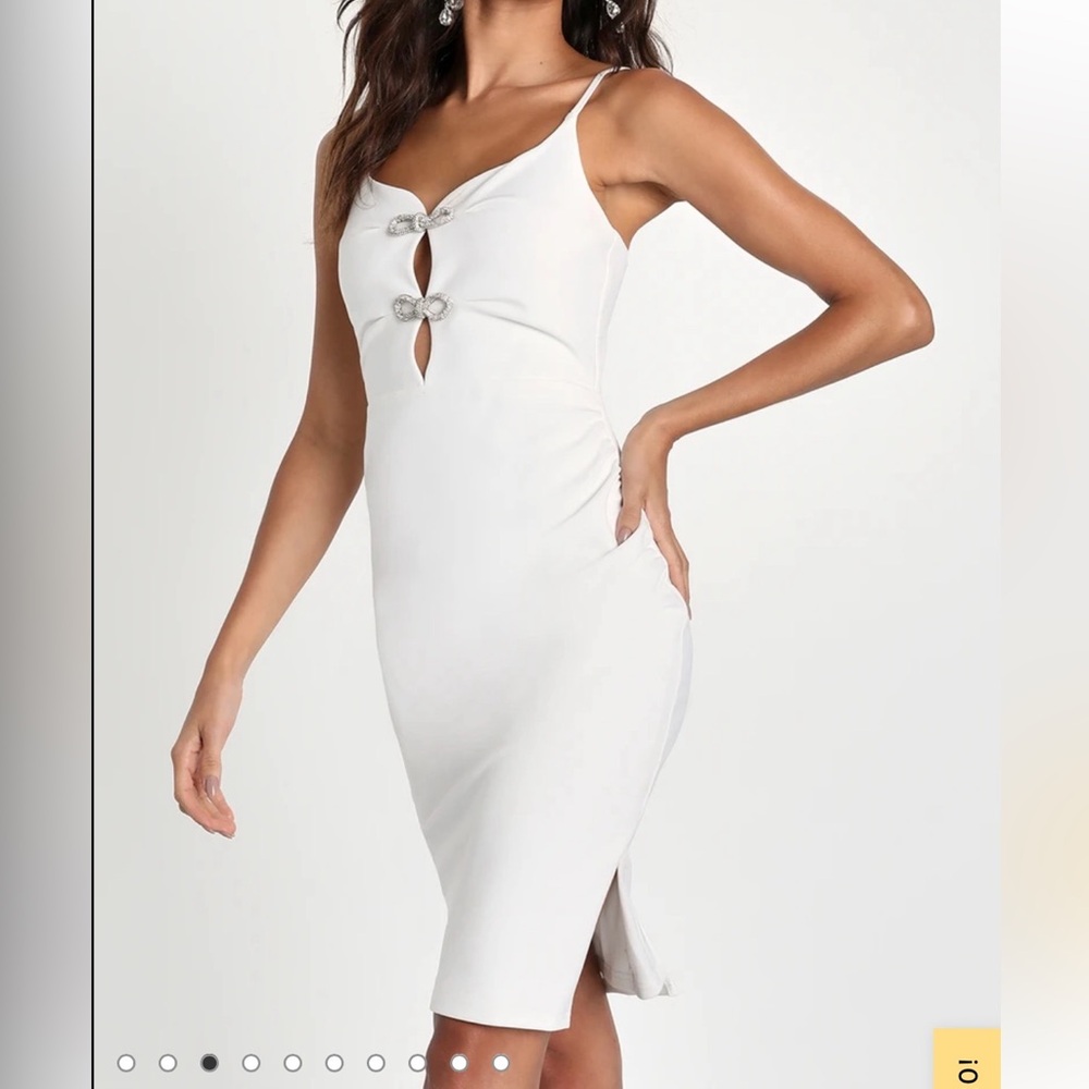 Lulu’s White Rhinestone Midi Dress